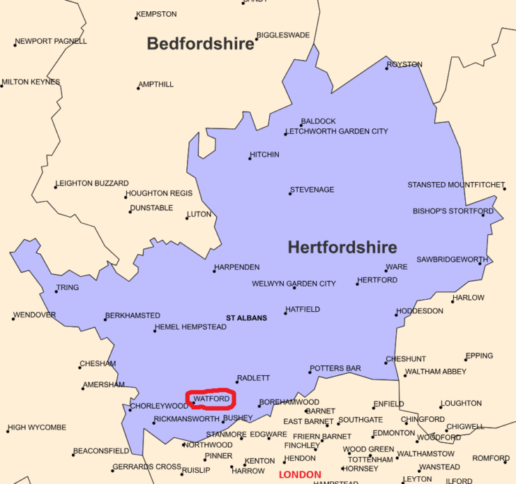 Hertfordshire Map